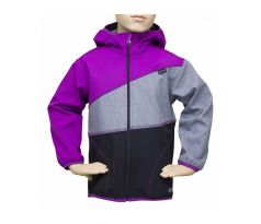 BUNDA SOFTSHELL TROJBAREVNÁ ČERNO - TMAVĚ ŠEDÝ MELÍR - ORCHIDEJ