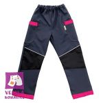 Dětské softshellové kalhoty jaro až podzim šedo-růžové