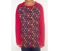 Dívčí tričko barevné kytičky s růžovou