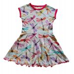 Dívčí šaty barevné vážky s půlkolovou sukní