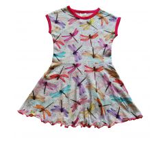 Dívčí šaty barevné vážky s půlkolovou sukní