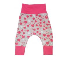 Kojenecké kalhoty srdíčka na šedém melíru