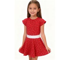 Dívčí šaty červené s puntíky