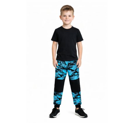 Dětské tepláky s dvojitými koleny -  tyrkys širší střih