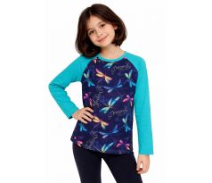 Dívčí tričko vážky tmavé s tyrkysovou